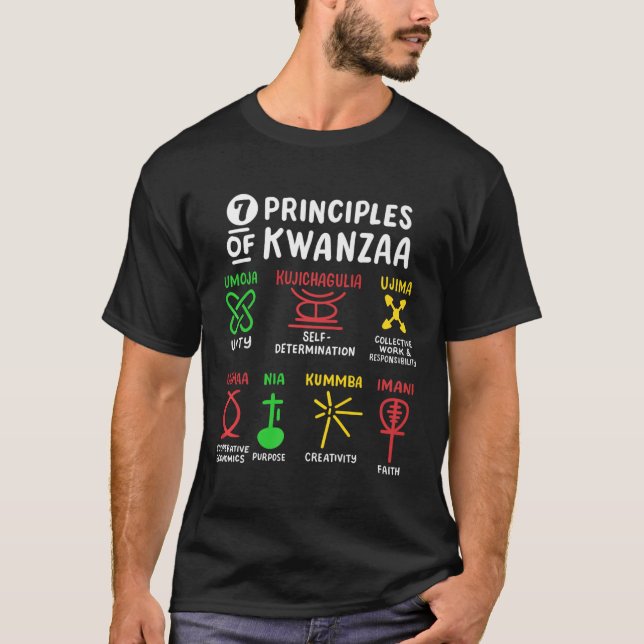 7 Grundsätze der schwarzen Amerikaner aus Kwanzaa T-Shirt (Vorderseite)