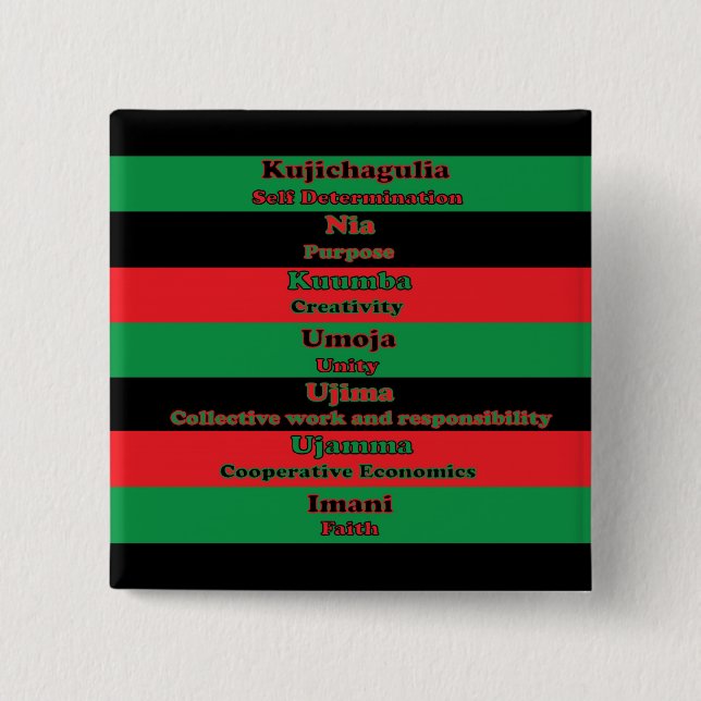 7 Grundsätze von Kwanzaa Button (Vorderseite)