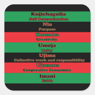 7 Grundsätze von Kwanzaa Colors Quadratischer Aufkleber