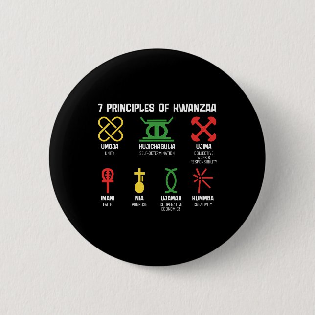 7 Grundsätze von Kwanzaa Happy Kwanzaa African Ame Button (Vorderseite)