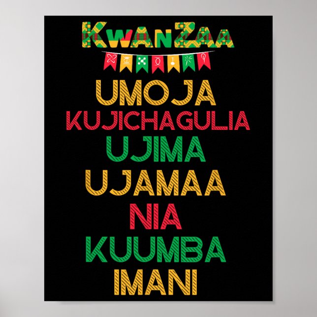 7 Grundsätze von Kwanzaa Happy Kwanzaa, afrikanisc Poster (Vorne)