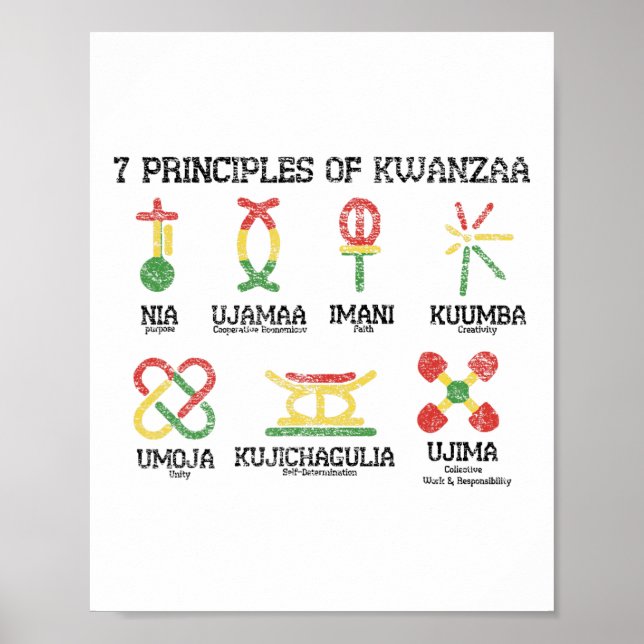 7 Grundsätze von Kwanzaa Nguzo African American Ho Poster (Vorne)