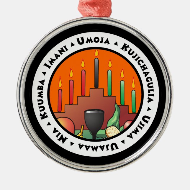7 Grundsätze von Kwanzaa Ornament Aus Metall (Vorne)