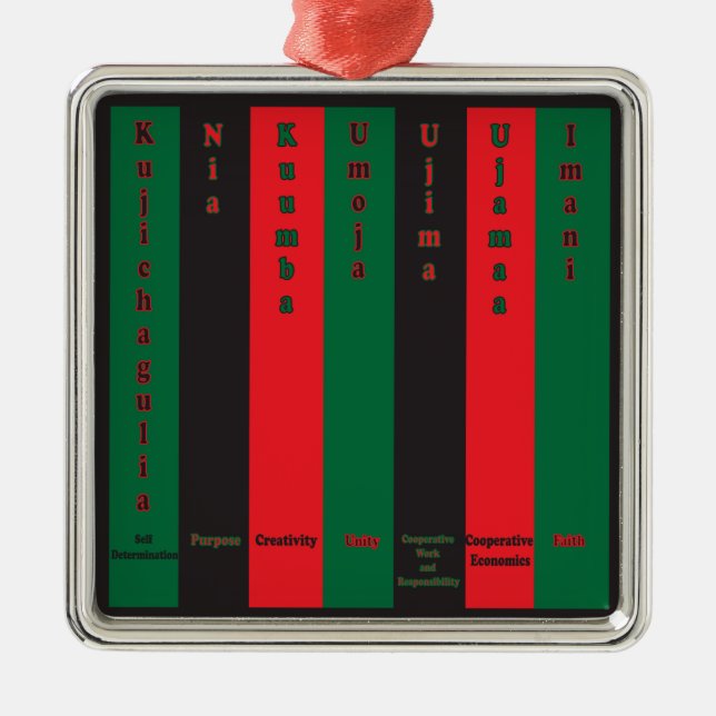 7 Grundsätze von Kwanzaa (Vertikal) Silbernes Ornament (Vorne)