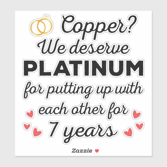 7. Hochzeitstag I - Copper Funny Couple Aufkleber (Blatt)