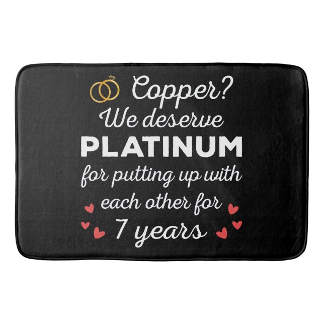 7. Hochzeitstag I - Copper Funny Couple Badematte (Vorderseite)