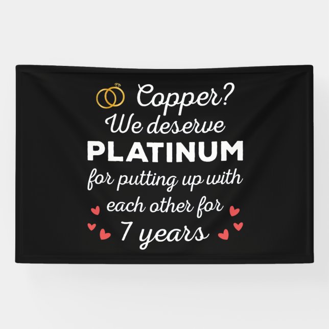 7. Hochzeitstag I - Copper Funny Couple Banner (Horizontal)