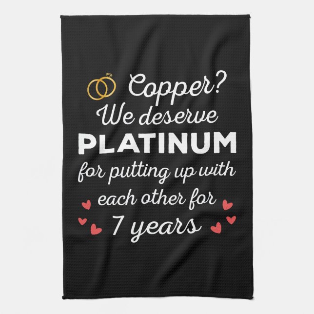 7. Hochzeitstag I - Copper Funny Couple Geschirrtuch (Vertikal)