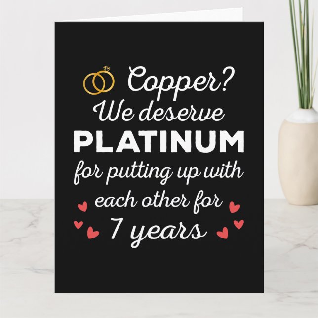 7. Hochzeitstag I - Copper Funny Couple Karte (Vorderseite)
