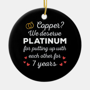 7. Hochzeitstag I - Copper Funny Couple Keramik Ornament