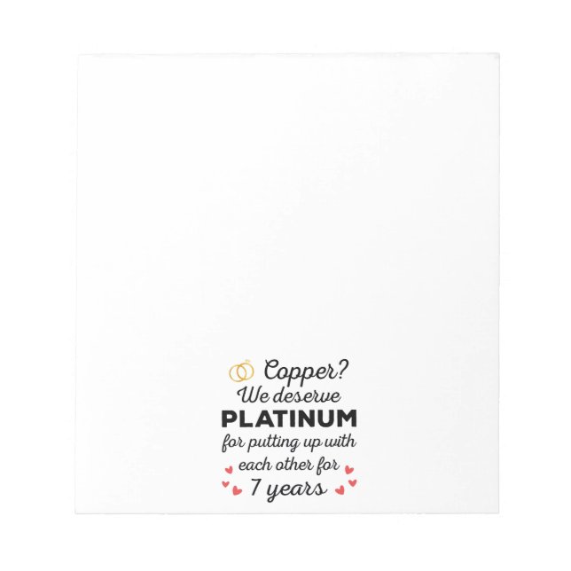 7. Hochzeitstag I - Copper Funny Couple Notizblock (Vorderseite)