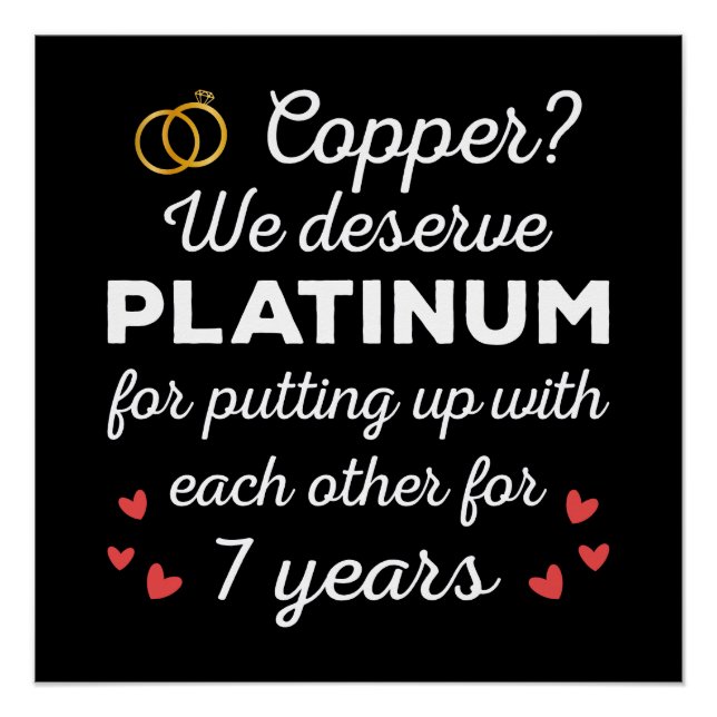 7. Hochzeitstag I - Copper Funny Couple Poster (Vorderseite)