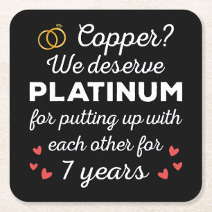 7. Hochzeitstag I - Copper Funny Couple Rechteckiger Pappuntersetzer