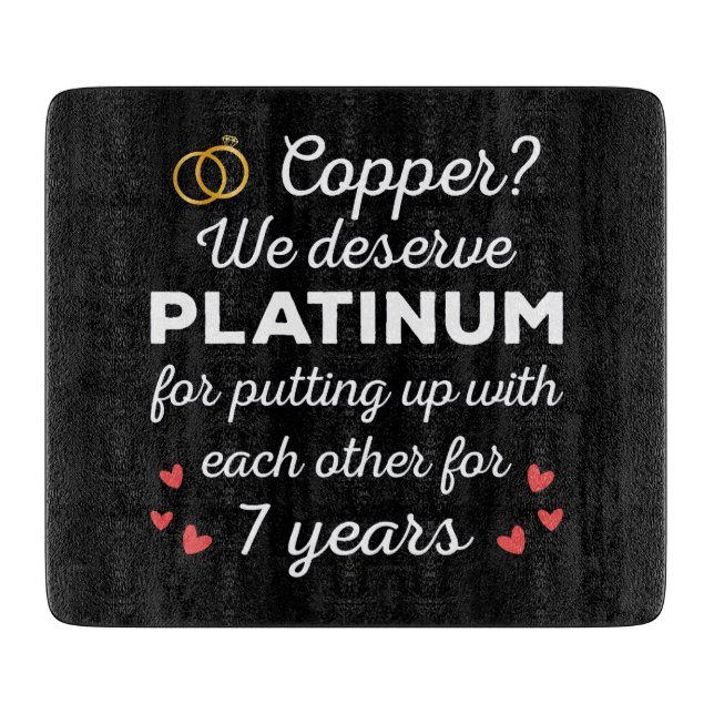 7. Hochzeitstag I - Copper Funny Couple Schneidebrett (Vorderseite)