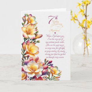 7. Hochzeitstag Sentimentale Freesien-Blume Karte