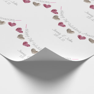 7. Hochzeitstag Wollherz Geschenkpapier