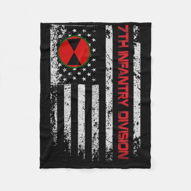 7. Infanterieabteilung Vintage US-Flagge Militär V Fleecedecke (Vorderseite)