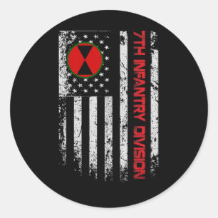 7. Infanterieabteilung Vintage US-Flagge Militär V Runder Aufkleber