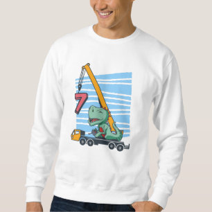 7 Jahre 7. Geburtstag Mobilkrane Dinosaurier Sweatshirt