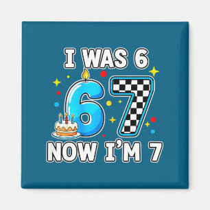 7 Jahre alt 7. Geburtstag kariert ich 6 jetzt bin  Magnet