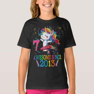 7 Jahre alt 7. Geburtstag Unicorn Entblößung T-Shirt