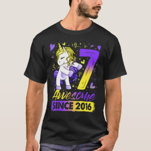 7 Jahre alt Blüten Einhorn Geschenke 7. Geburtstag T-Shirt
