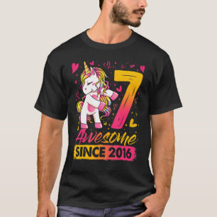 7 Jahre alt Blüten Einhorn Geschenke 7. Geburtstag T-Shirt