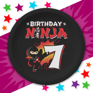 7 Jahre alt Comic Book Style Ninja 7. Geburtstag Pappteller
