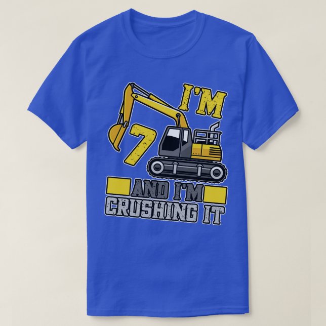 7 Jahre alt Crushing it Construction Truck 7. Birt T-Shirt (Design vorne)