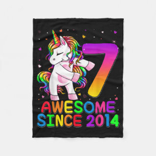 7 Jahre alt Einhorn Blüte 7. Geburtstag Einhorn Fleecedecke