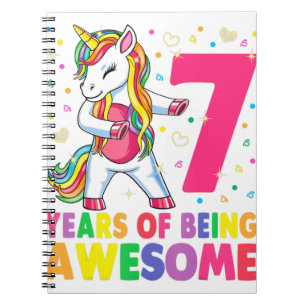 7 Jahre alt Einhorn Blüte 7. Geburtstag Mädchen Un Notizblock