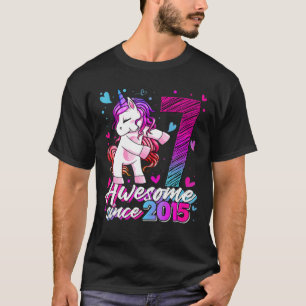 7 Jahre alt Einhorn Blüte 7. Geburtstagskarte Uni T-Shirt