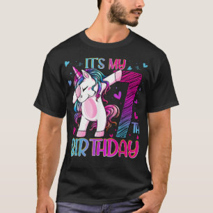 7 Jahre alt Einhorn Dabbing 7. Geburtstag Girl Uni T-Shirt