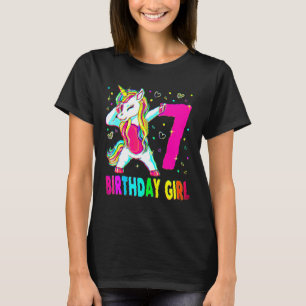 7 Jahre alt Einhorn Dabbing 7. Geburtstag Girl Uni T-Shirt