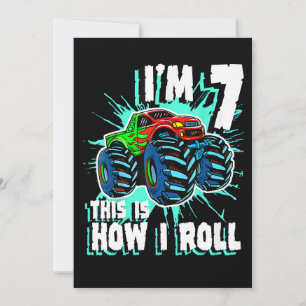 7 Jahre alt Geburtstagsgeschenk für Monster Truck Einladung