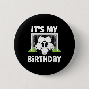 7 Jahre alte Fußball-7. Geburtstag-Spieler-Kinder- Button