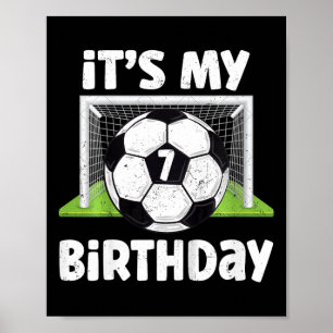 7 Jahre alte Fußball-7. Geburtstag-Spieler-Kinder- Poster
