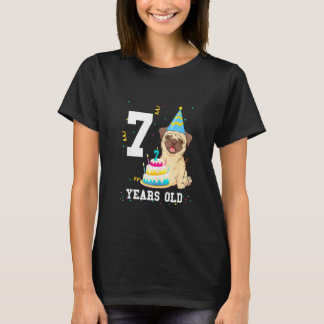 7 Jahre alte Geburtstags Pug-Hundefreunde Party Ki T-Shirt