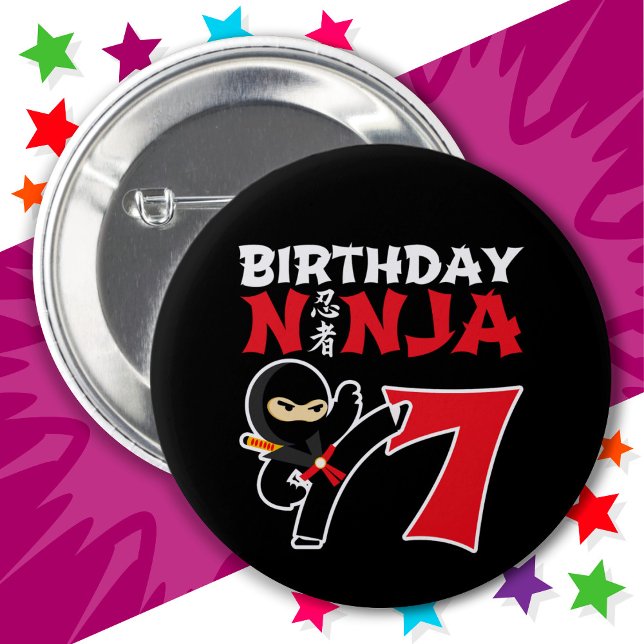 7 Jahre Alte Karate Ninja Party Kinder 7. Geburtst Button (Von Creator hochgeladen)