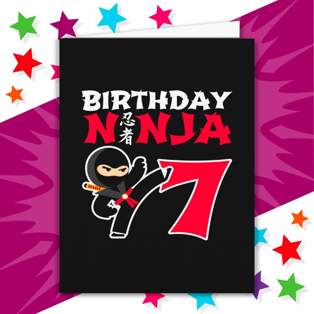 7 Jahre Alte Karate Ninja Party Kinder 7. Geburtst Karte (Von Creator hochgeladen)