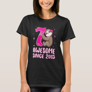 7 Jahre alte süße rosa Faultier 7. Geburtstag Mädc T-Shirt