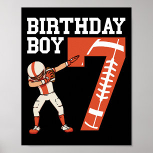 7 Jahre alter Boy Football Player 7. Fußball Gebur Poster