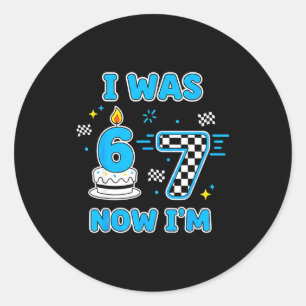 7 Jahre alter Geburtstag ich bin 6 jetzt bin ich 7 Runder Aufkleber