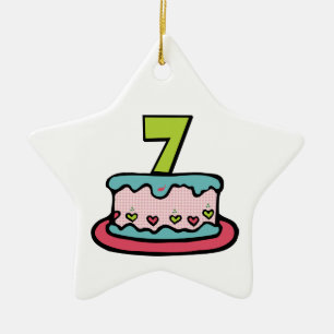 7 Jahre alter Geburtstagskuchen Keramikornament