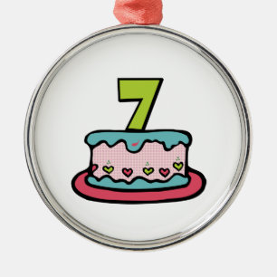 7 Jahre alter Geburtstagskuchen Ornament Aus Metall