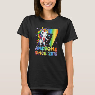 7 Jahre alter Girl Unicorn Flossen 7. Geburtstag U T-Shirt