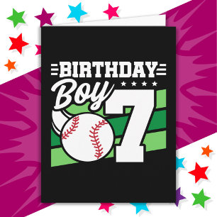 7 Jahre altes Baseball Party Thema 7. Geburtstag J Karte