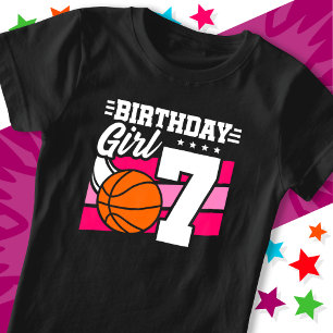 7 Jahre altes Basketball Party 7. Geburtstagskind T-Shirt