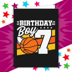 7 Jahre altes Basketball Party Thema 7. Geburtstag Karte