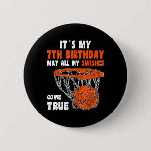 7 Jahre Altes Glück 7. Geburtstag Basketball 7. Ge Button